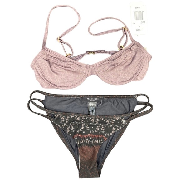 L*Space Missy Bikini Top - Pebble/ AllSaints Cassia Anokhi Auburn Bikini Bottom - Picture 1 of 14